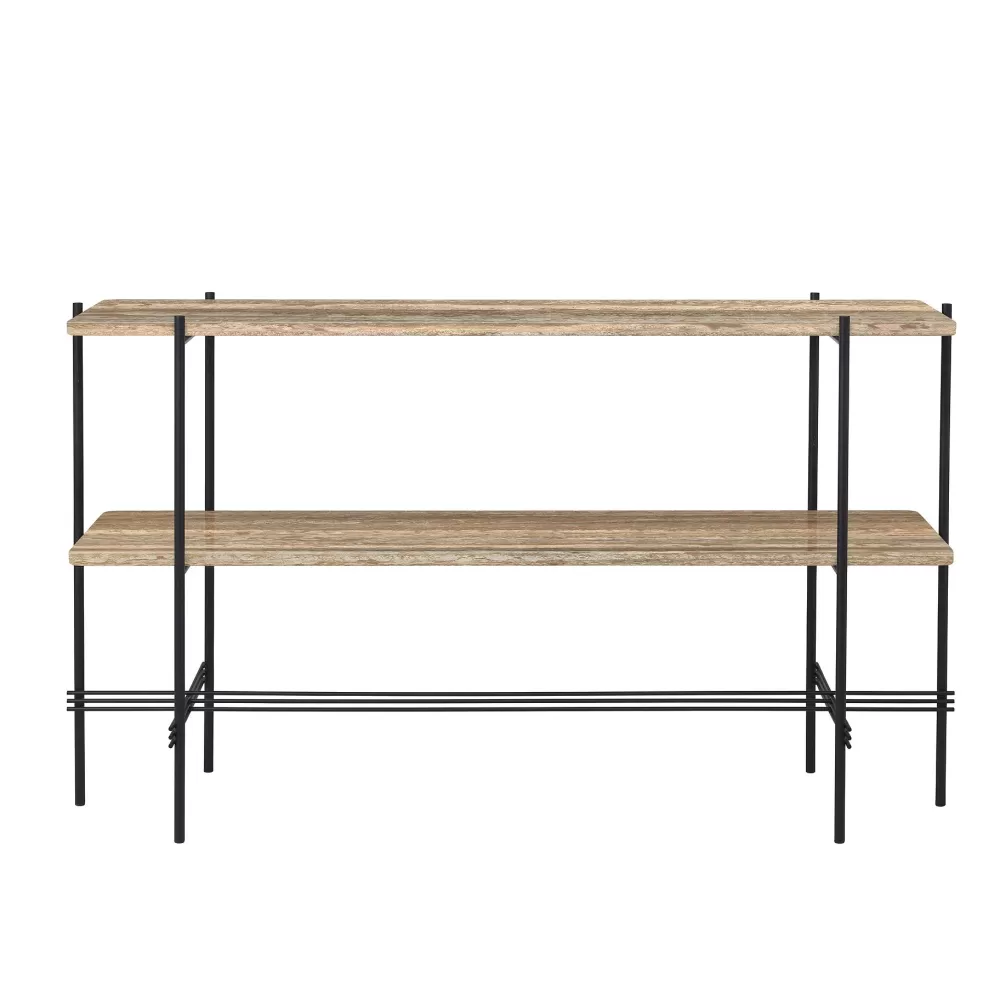 Tavolini^GUBI Ts Console - 2 Piani | Console | Travertino Taupe Caldo