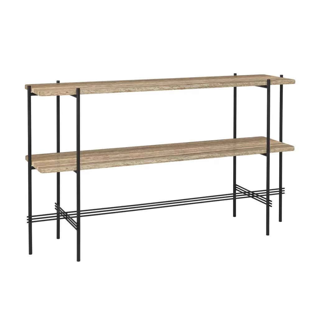 Tavolini^GUBI Ts Console - 2 Piani | Console | Travertino Taupe Caldo