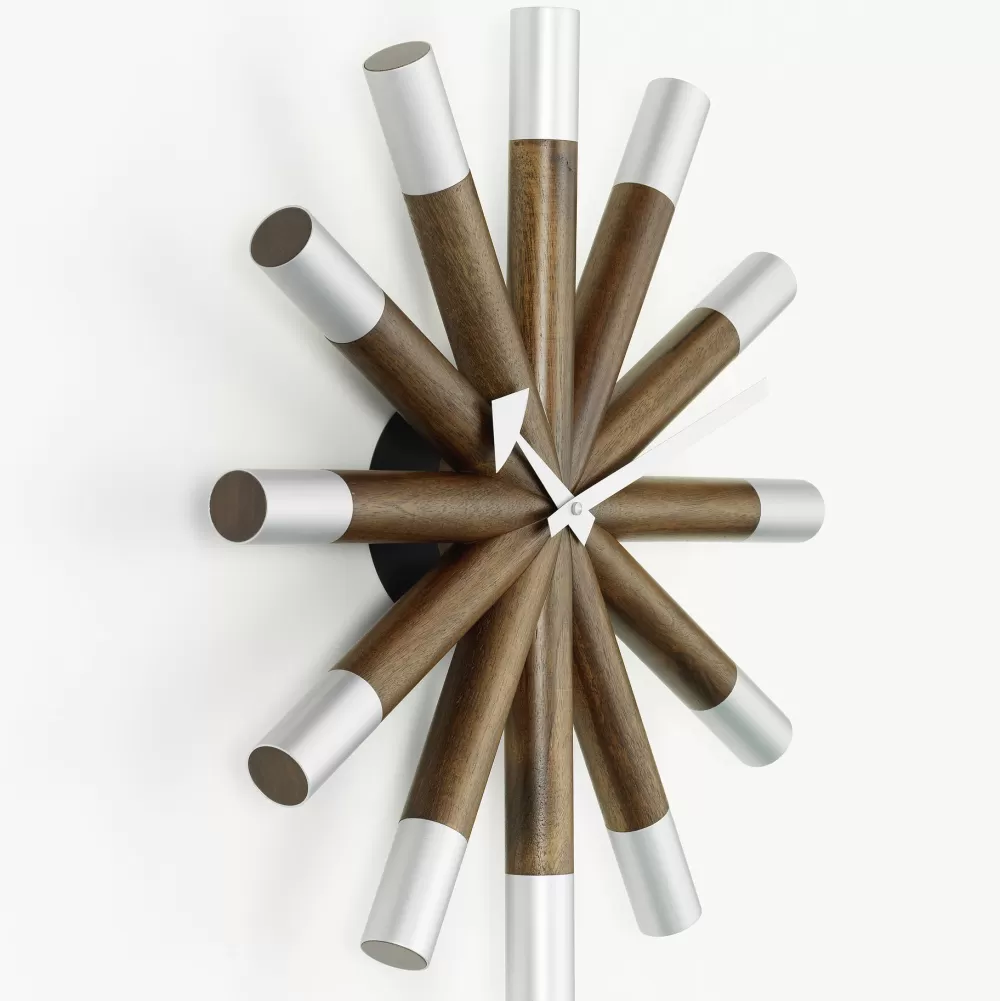Orologi^Vitra Wheel Clock | Orologio Da Parete | Noce-Alluminio
